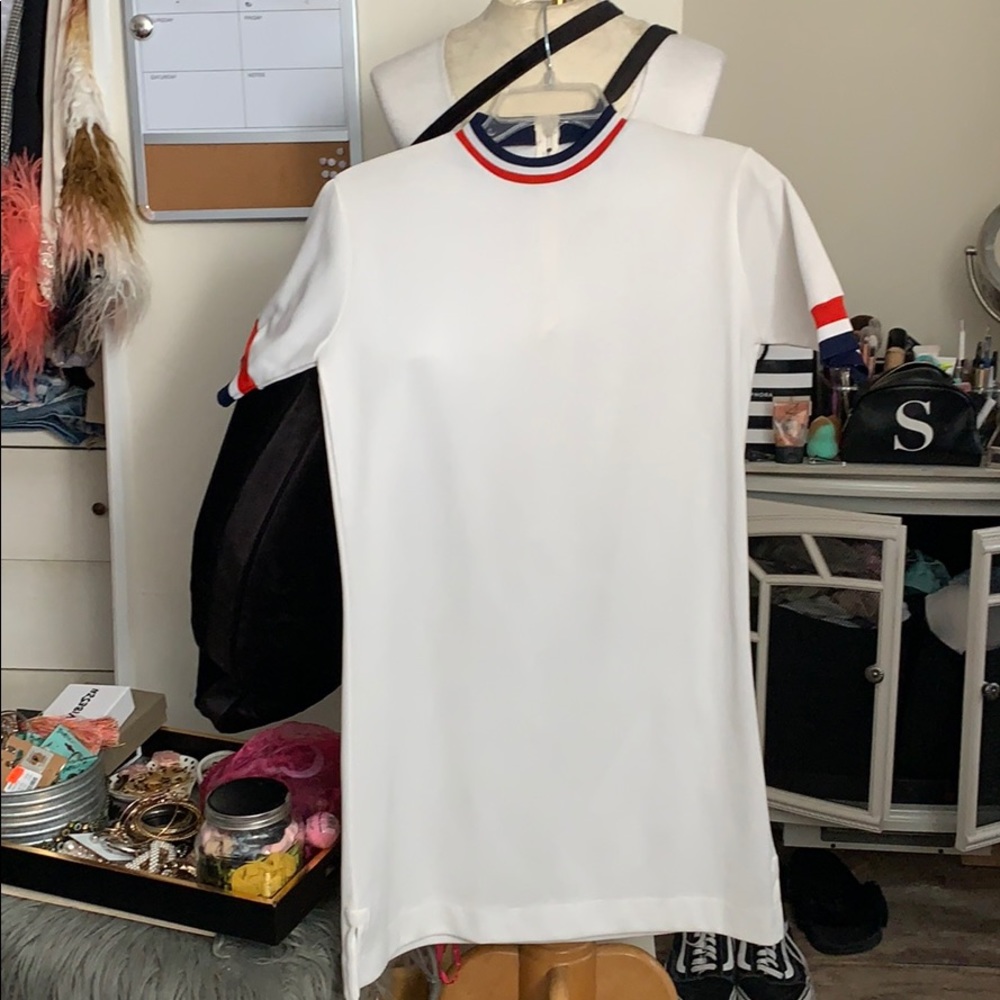Striped white tennis dress